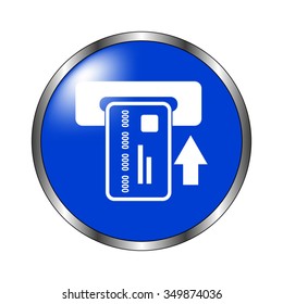 Credit card - vector icon on the blue button