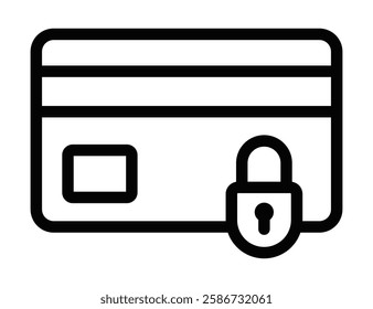 Credit card vector icon with padlock for security. Editable stroke.