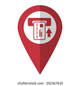 Credit card - vector icon; red map  pointer