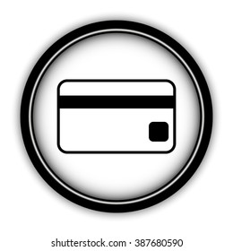 Credit card - vector icon; round  button with shadow