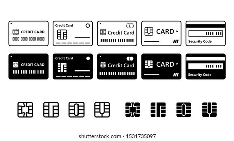 Credit Card Vector Icon Set Design Illustration Material Isolated on White Background