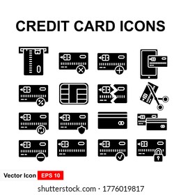 Credit Card Vector Icon Set Isolated on White Background