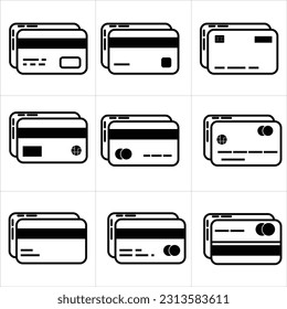Credit Card Vector Icon Set Isolated on White Background