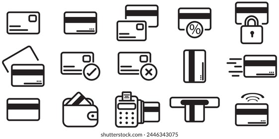 Conjunto de iconos de Vector de tarjeta de crédito aislado sobre fondo blanco