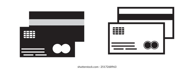 Conjunto de iconos de Vector de tarjeta de crédito . Tarjeta del cajero automático, tarjeta de débito, Vector del icono . icono de la tarjeta .