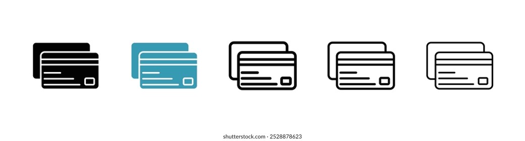 Credit card vector icon set in black and blue colors.