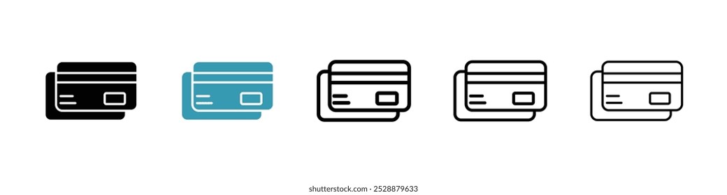 Icono de Vector de tarjeta de crédito en colores negro y azul.