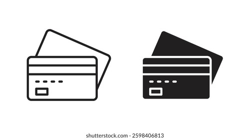 Credit card vector icon set in black color.