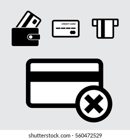 Credit Card Vector Icon Set Isolated on Gray Background