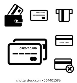 Credit Card Vector Icon Set Isolated on White Background