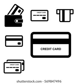 Credit Card Vector Icon Set Isolated on White Background