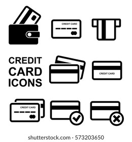 Credit Card Vector Icon Set Isolated on White Background