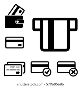 Credit Card Vector Icon Set Isolated on White Background