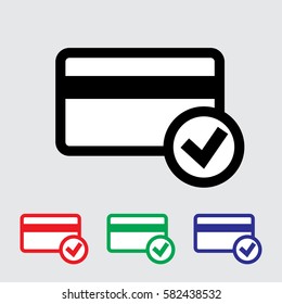 Credit Card Vector Icon Set Isolated on Gray Background