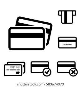 Credit Card Vector Icon Set Isolated on White Background