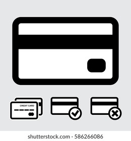 Credit Card Vector Icon Set Isolated on Gray Background