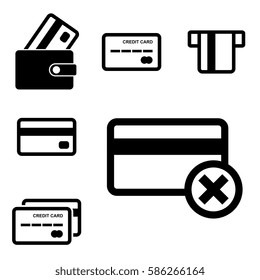 Credit Card Vector Icon Set Isolated on White Background