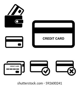 Credit Card Vector Icon Set Isolated on White Background