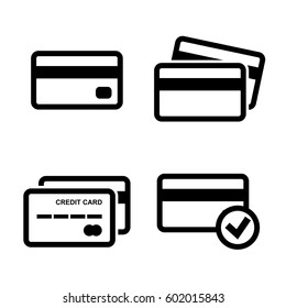 Credit Card Vector Icon Set Isolated on White Background