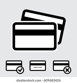 Credit Card Vector Icon Set Isolated on Gray Background