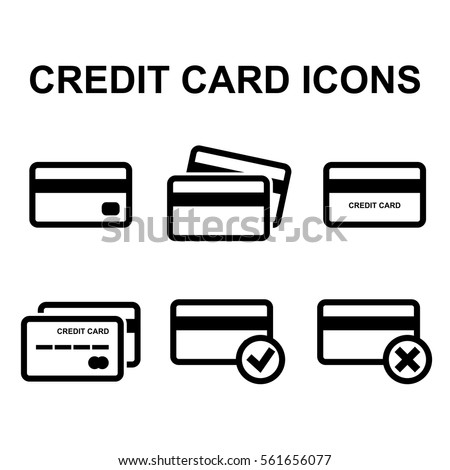 Credit Card Vector Icon Set Isolated on White Background