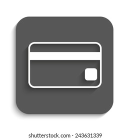 Credit card - vector icon with shadow on a grey button