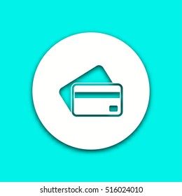 Credit card vector icon with shadow. Illustration isolated for graphic and web design.