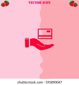 Credit card vector  icon. Strawberry Background.