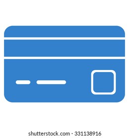 Credit Card vector icon. Style is flat cobalt symbol, rounded angles, white background.