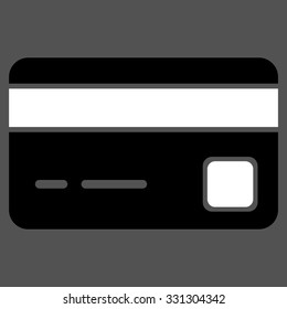 Credit Card vector icon. Style is flat bicolor black and white symbol, rounded angles, gray background.