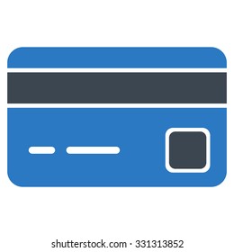 Credit Card vector icon. Style is flat bicolor smooth blue symbol, rounded angles, white background.