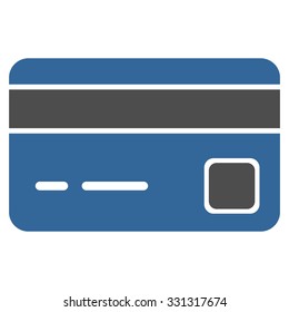 Credit Card vector icon. Style is flat bicolor cobalt and gray symbol, rounded angles, white background.