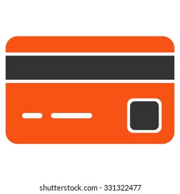Credit Card vector icon. Style is flat bicolor orange and gray symbol, rounded angles, white background.