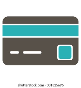 Credit Card vector icon. Style is flat bicolor grey and cyan symbol, rounded angles, white background.