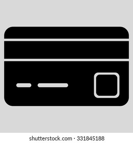 Credit Card vector icon. Style is flat black symbol, rounded angles, light gray background.