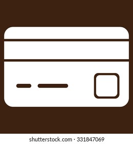 Credit Card vector icon. Style is flat white symbol, rounded angles, brown background.