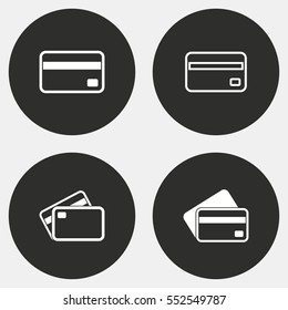 Credit card vector icon. White illustration isolated on black background for graphic and web design.