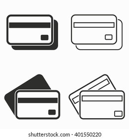 Credit card    vector icons set. Black  illustration isolated on white  background for graphic and web design.