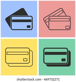 Credit card vector icons set. Illustration isolated for graphic and web design.