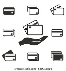 Credit card vector icons set. Illustration isolated for graphic and web design.