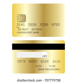 Credit card vector illustration front and back isolated on white background.
