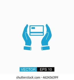 Credit card vector. Isolated blue icon on white background.
