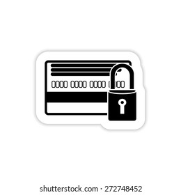 Credit card vector locked icon on a white background with shadow 