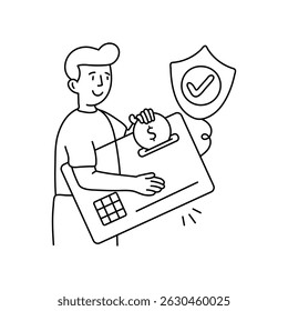 Credit card vector outline illustrations. EPS 10 file