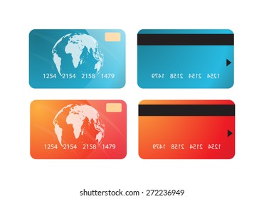 credit card vector two color font and back.