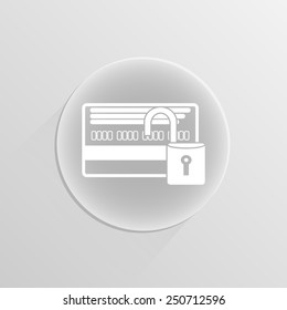 Credit card vector unlocked on a white button with shadow 