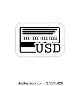 Credit card vector USD icon on a white background with shadow 