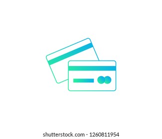 Credit Card vector web icon isolated on white background, Front and Back views. EPS 10, top view