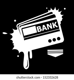 Credit card ,vector, white blot icon. Black background