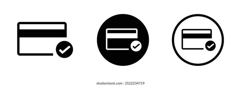 Credit card verified flat vector icons set